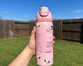 Custom Snoopy Owala FreeSip Water Bottle - 32oz Insulated Stainless Steel - Personalized Peanuts Gift - Handcrafted Engraved Drinkware