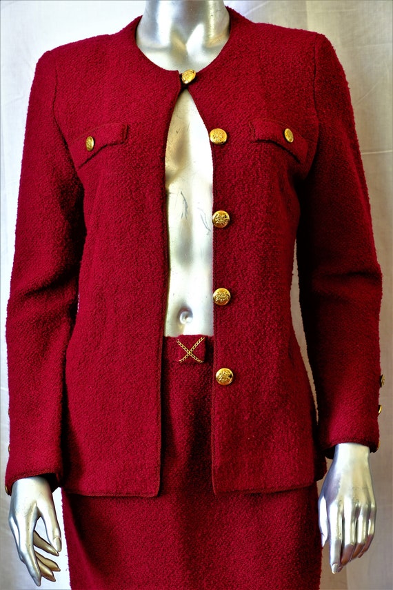Classic Adolpho Maroon Skirt Suit