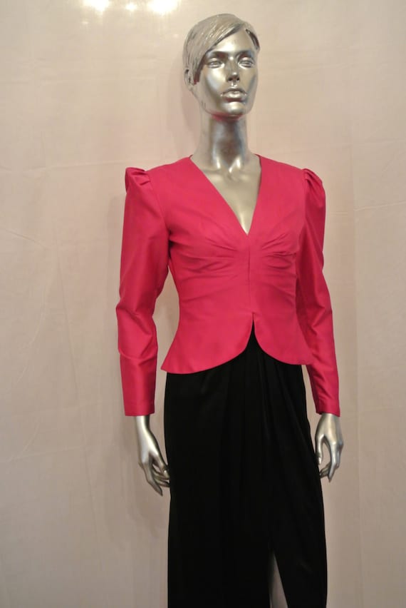 Classic Morton Myles Fuchsia and Black Silk Dress