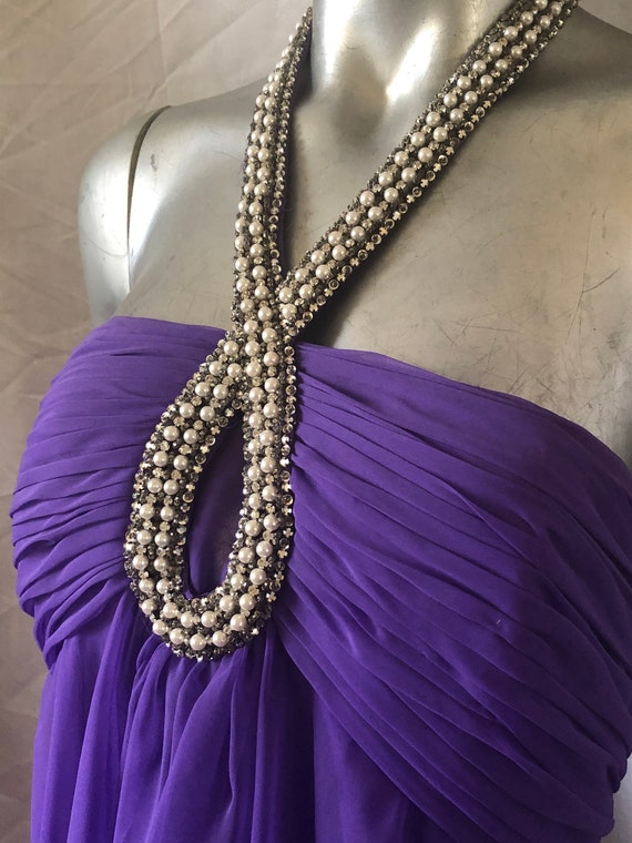 Purple Layered Victoria Royal Ltd. Chiffon Gown wi
