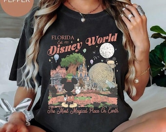 Vintage Disney World PNG | Mickey Florida Est 1971 Illustration | Retro Theme Park Landmarks Design | Digital Download