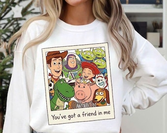 Toy Story You've Got a Friend in Me PNG, Woody Buzz & Friends Polaroid Graphic, Art Movie Squad rétro, fichier numérique