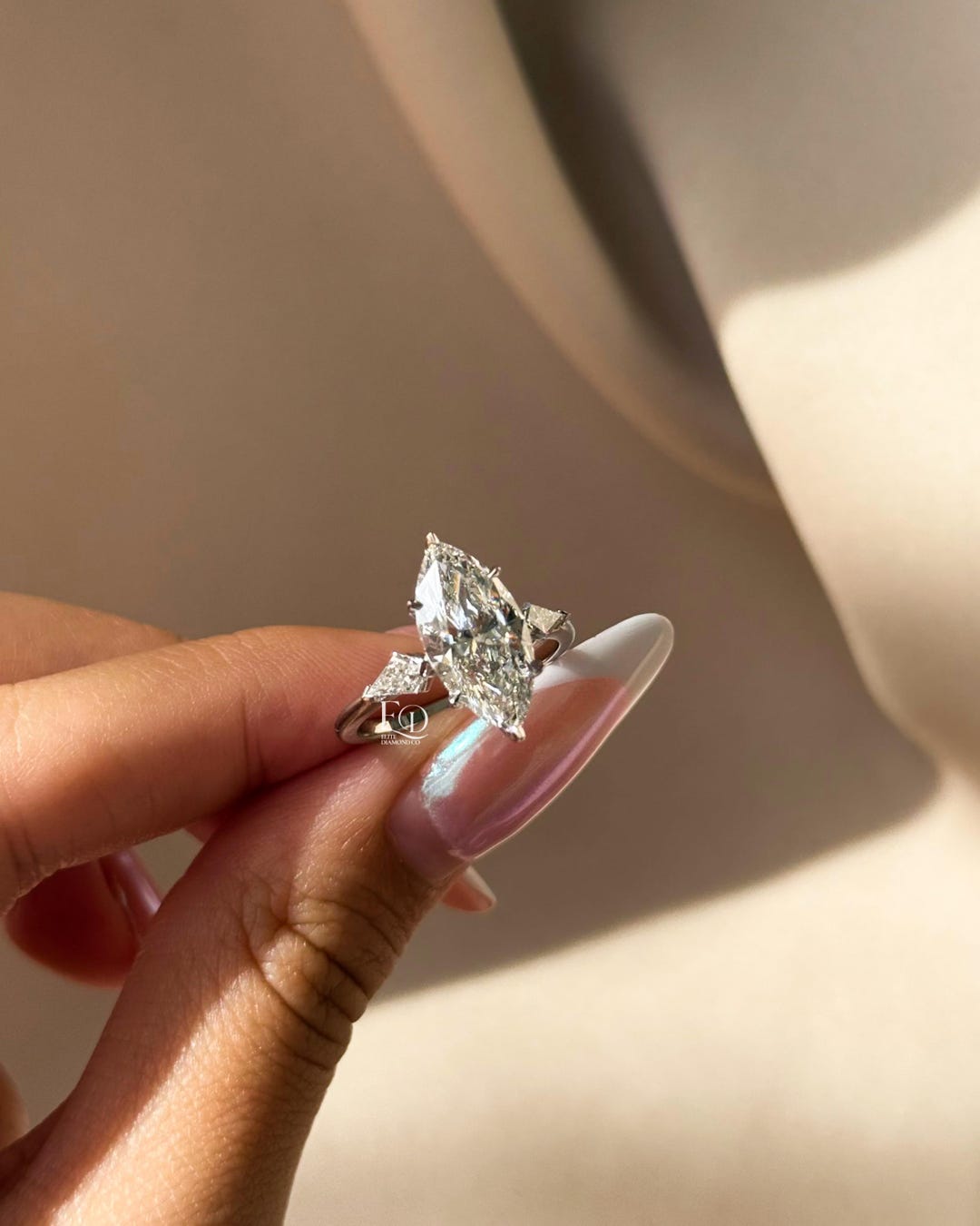 Lab Grown Diamond Engagement Ring 14K Gold | Marquise Cut Ring for Gift ...