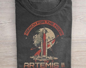 Vintage Artemis II Moon Mission Shirt, Reach For The Moon NASA Tee, Astronaut Crew Names Space Gift, Retro SLS Rocket, Comfort Colors