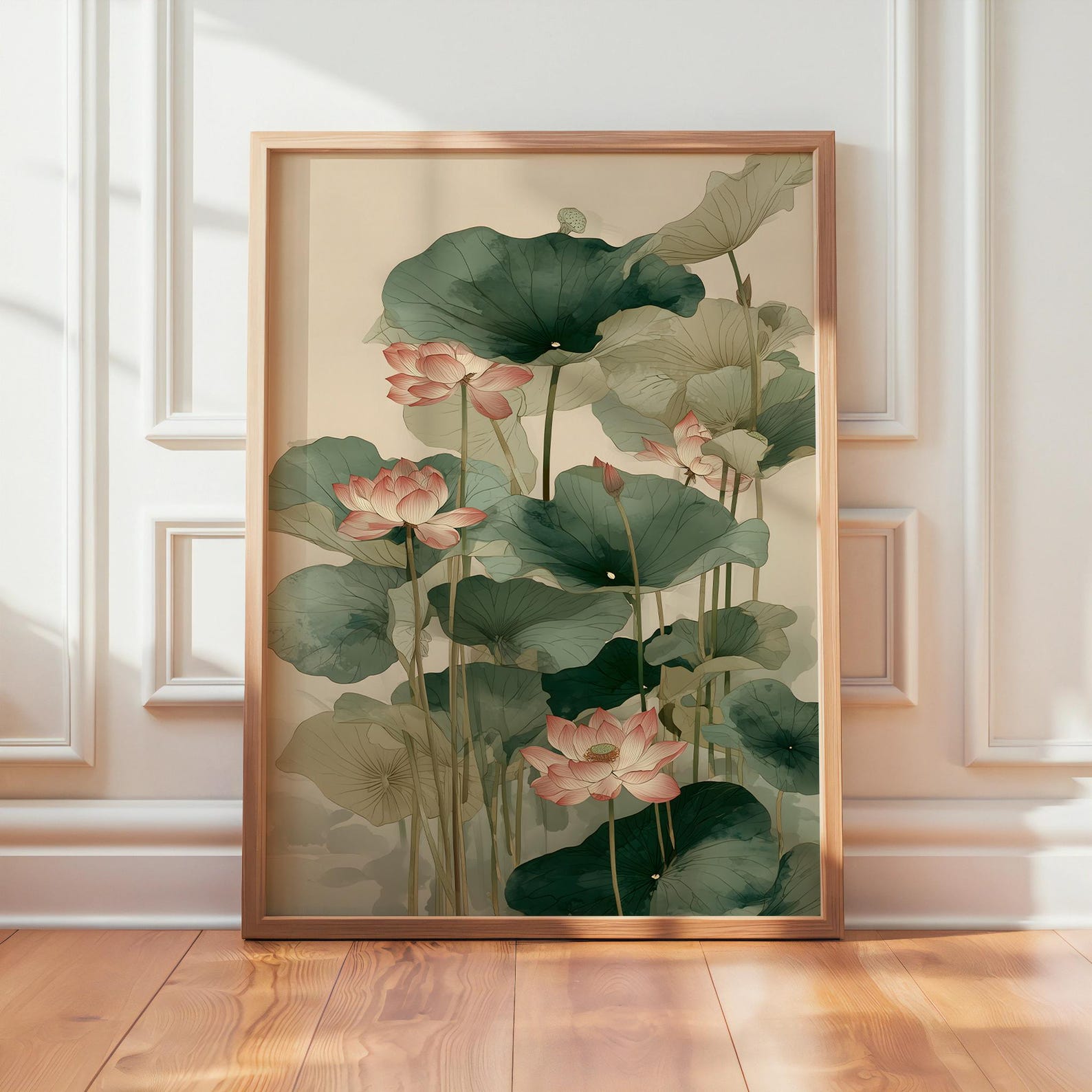 Lotus Flower Wall Art, Japanese Botanical Print, Minimalist Zen Poster ...