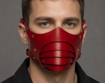 Maschera per cosplay in pelle stile punk gotico / Cinghie regolabili / Accessorio per feste / Per Halloween e festival