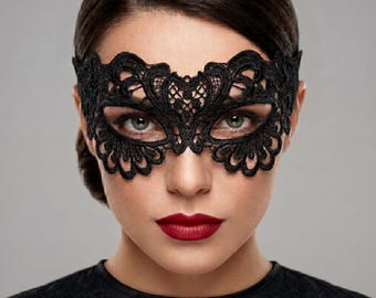 Máscara de encaje negro para baile de máscaras – Accesorio para disfraz gótico de Halloween