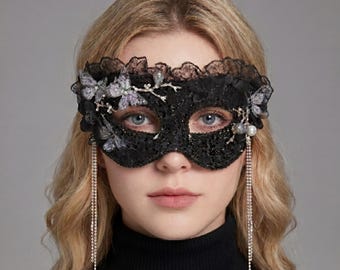 Floral Lace Masquerade Mask for Women | Ball Costume Glam Mask | Party Accessory