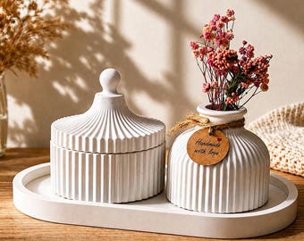 Deko Set | Vase + Dose + Tablett | handgemacht-Geschenkidee-Raysin -Geschenk-Frau-Muttertagsgeschenk