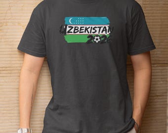 Football Supporters Sports Gift, Soccer World Tournament Inspired Design, Uzbekistan Flag Animated Tribute Fans Graphic Tee Unisex T-Shirt