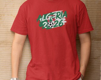 Football Supporters Sports Gift, Soccer World Tournament Inspired Design, Algeria Flag Animated Tribute for Fans Graphic Tee Unisex T-Shirt