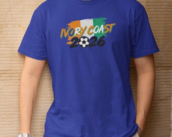 Soccer World Tournament Design, Ivory Coast Flag Animated Tribute Fans Graphic Tee, Football Supporters Sports Gift Unisex T-Shirt