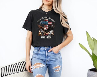 America 250th Shirt Comfort Colors, 1776 USA Eagle Top, Faith Freedom Tee, Men's Christian Present, July Fourth Gift For Dad, Men's
