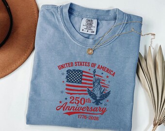 Retro Bald Eagle Tee, America 250th Anniversary Comfort Colors Shirt, Distressed USA Flag Independence Day Gift For Dad, Unisex T-Shirt