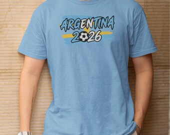 Animated Argentina Flag Tribute Fan Graphic Tee, World Tournament Soccer Inspired Design, Football Supporter Gift Unisex T-Shirt