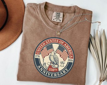 Vintage American Flag Tee, USA 250th Anniversary Comfort Colors Shirt, Patriotic Eagle Tshirt, Independence Day Gift For Him, Patriotic