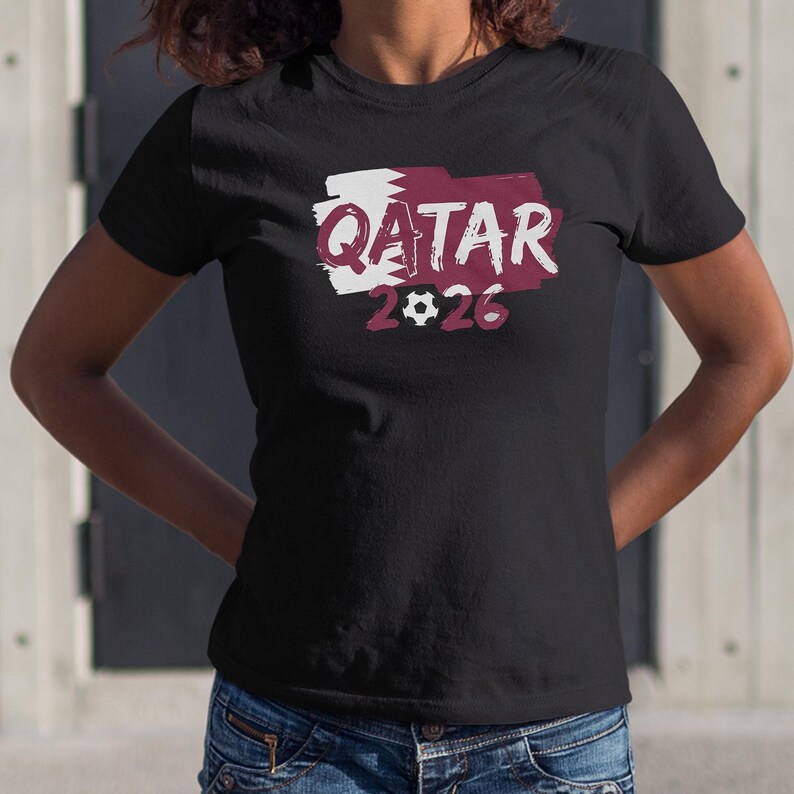 Soccer World Tournament Design, Qatar Flag Animated Tribute for Fans, Football Supporters Sports Gift Graphic Tee Unisex T-Shirt image 4
