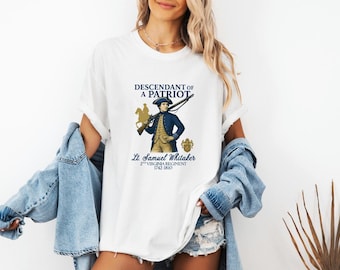 Colonial War Ancestry, Daughters American Revolution Tee, Custom Descendant Of A Patriot Shirt, 1776 Vintage History, SAR Genealogy Gift Tee