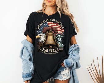 1776 Retro Graphic, America 250th Shirt, Patriotic Eagle Apparel, July Fourth Gift, Semiquincentennial Tee