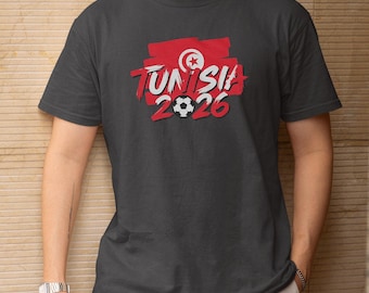 Football Supporters Sports Gift, Tunisia Flag Animated Tribute for Fans Graphic Tee, Soccer World Tournament Inspired Design Unisex T-Shirt