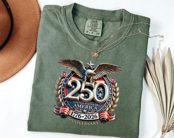 Patriotic Bald Eagle Top, 1776 2026 America Emblem Tee, July Fourth Present For Dad, USA 250th Anniversary Comfort Colors Shirt
