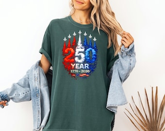 1776 2026 American Graphic, Comfort Colors USA 250th Anniversary Shirt, 4th Of July Top, Fighter Jet Patriotic Gift For Him, Air Show Tee