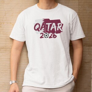 Soccer World Tournament Design, Qatar Flag Animated Tribute for Fans, Football Supporters Sports Gift Graphic Tee Unisex T-Shirt image 1