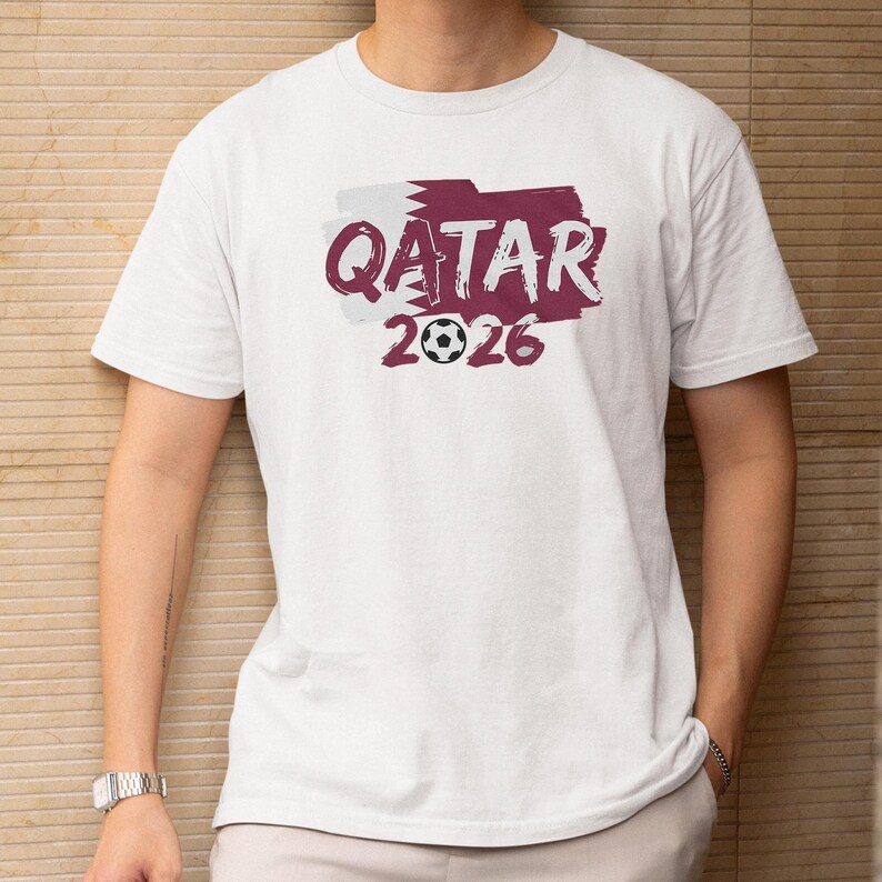 Soccer World Tournament Design, Qatar Flag Animated Tribute for Fans, Football Supporters Sports Gift Graphic Tee Unisex T-Shirt image 1