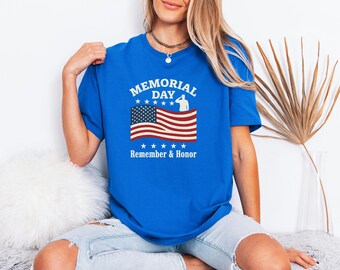 Distressed USA Flag Shirt, Memorial Day Tshirt, Honor Soldier Men Tee, Patriotic Gift for Dad, Vintage American Top