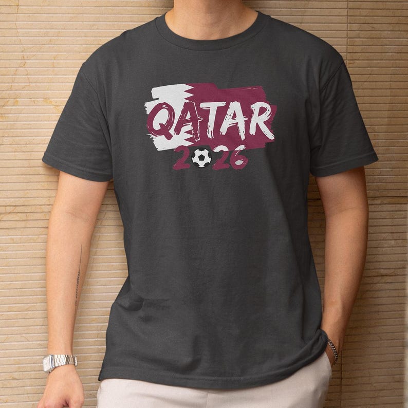 Soccer World Tournament Design, Qatar Flag Animated Tribute for Fans, Football Supporters Sports Gift Graphic Tee Unisex T-Shirt image 3