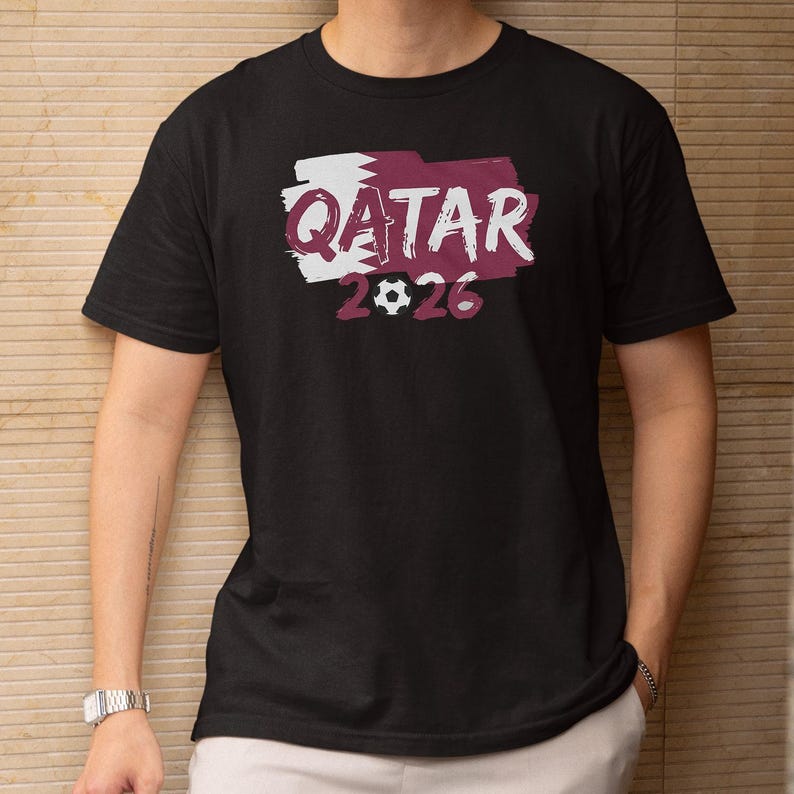 Soccer World Tournament Design, Qatar Flag Animated Tribute for Fans, Football Supporters Sports Gift Graphic Tee Unisex T-Shirt image 2