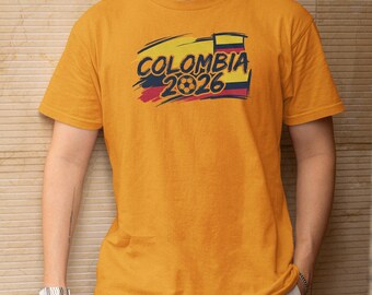 Soccer World Tournament Inspired Design, Colombia Flag Animated Tribute for Fans Graphic Tee, Football Supporters Sports Gift Unisex T-Shirt