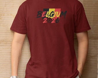 Soccer World Tournament Inspired Design, Belgium Flag Animated Tribute for Fans, Football Supporters Sports Gift Unisex T-Shirt