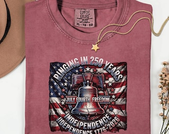 Patriotic 4th Of July Shirt, 1776 Independence 250 Years Freedom Tee, American Flag Liberty Bell Top, Vintage USA Pride Birthday Gift