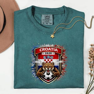 Comfort Colors® Croatia Mascot Soccer Shirt, World Tournament 2026 Gift Graphic Tee, Football Jersey Style Sports Fans Unisex T-Shirt afbeelding 12