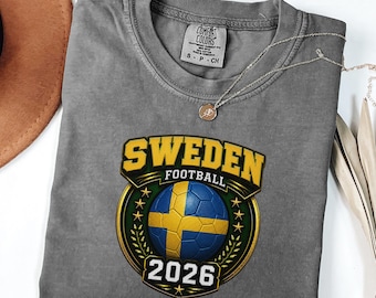 Sweden Football Shirt 2026 Soccer Fan T-Shirt Blue Yellow Crest Top Retro Country Sports Tee Premium Comfort Colors Vintage Graphic Apparel