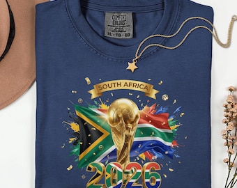 South Africa Flag Trophy Graphic Tee: Comfort Colors 2026 Football Fan Shirt