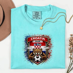 Comfort Colors® Croatia Mascot Soccer Shirt, World Tournament 2026 Gift Graphic Tee, Football Jersey Style Sports Fans Unisex T-Shirt afbeelding 13