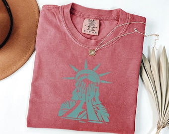 Crying Statue V-Neck, Weeping Liberty Top, Anti Trump Protest Gift For Activist, Distressed Election Tee