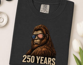 Patriotic Bigfoot 250 Years Shirt, Vintage USA Sasquatch 4th of July Tee