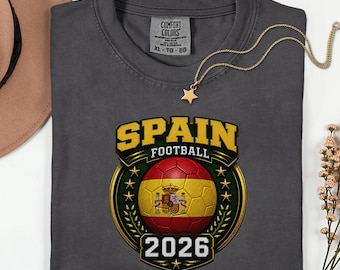 Spain Football 2026 Shirt, Spanish Soccer Fan Tee, Madrid Vintage Sports Tshirt, European Football Graphic Top, Comfort Colors Country Shirt