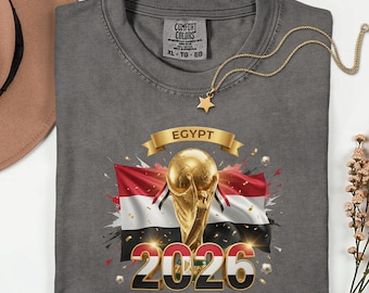 Egypt Soccer Shirt 2026, Egyptian Football Fan Tee, Comfort Colors 1717 Sage Green T-shirt, Sports Trophy Graphic, Egypt Flag Gift for Him