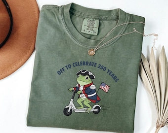 Comfort Colors America 250 TShirt, Funny Frog Graphic Tee, Revolutionary War Top, July Fourth Outfit, Independence Day Gift For Patriot