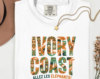 Ivory Coast Shirt, Cote d'Ivoire Soccer Tee, African Pride Tshirt, Allez Les Elephants Graphic Tee, West African Culture Gift, Tribal Art