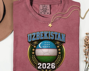 Uzbekistan Soccer Shirt 2026, Uzbek Football Graphic Tee, Comfort Colors Sports Fan Top, Central Asia Flag Clothing, Gameday Outfit Gift