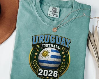 Uruguay Soccer Shirt 2026 Comfort Colors Tee Retro Football Fan TShirt Vintage South America Graphic Top Gift for Him Trendy Sportswear
