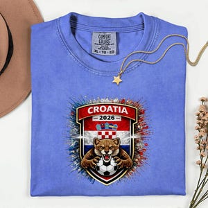 Comfort Colors® Croatia Mascot Soccer Shirt, World Tournament 2026 Gift Graphic Tee, Football Jersey Style Sports Fans Unisex T-Shirt afbeelding 15