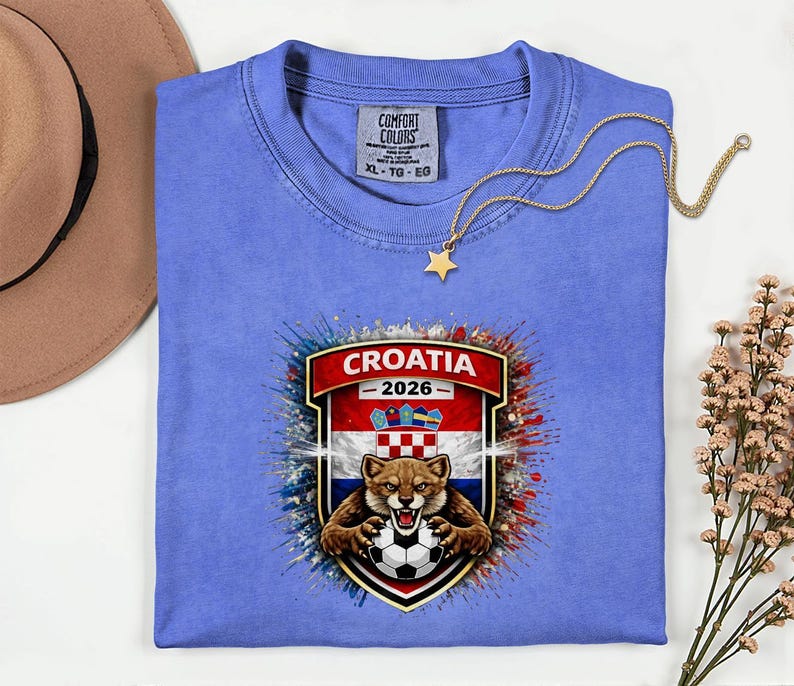 Comfort Colors® Croatia Mascot Soccer Shirt, World Tournament 2026 Gift Graphic Tee, Football Jersey Style Sports Fans Unisex T-Shirt afbeelding 15