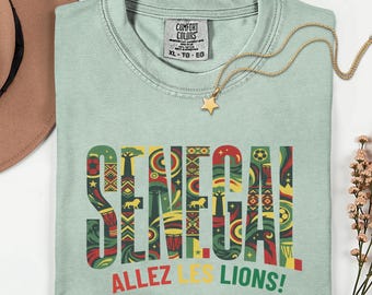 Senegal Shirt Allez Les Lions Tee African Heritage Football Soccer Fan Gift Graphic T-shirt Vintage Style Senegal Pride Unisex Apparel