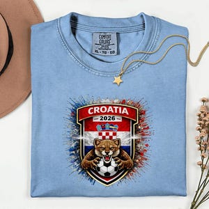 Comfort Colors® Croatia Mascot Soccer Shirt, World Tournament 2026 Gift Graphic Tee, Football Jersey Style Sports Fans Unisex T-Shirt afbeelding 7